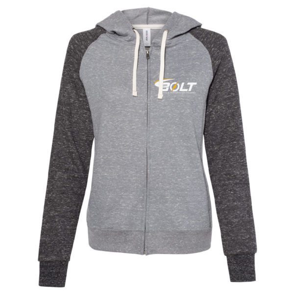 Women's Full Zip Hoodie - Charcoal/Black