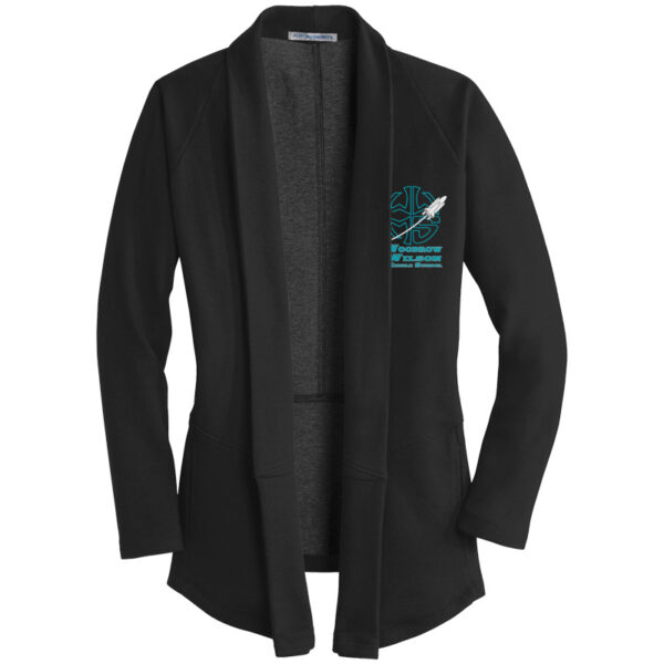 Ladies Interlock Cardigan - Deep Black/Charcoal Heather