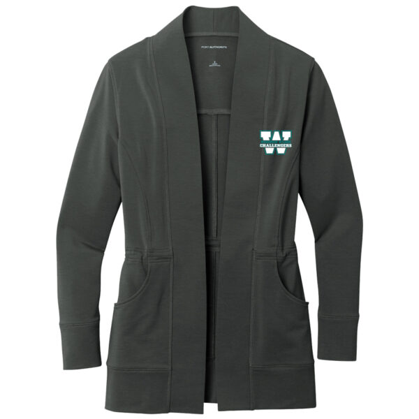 Ladies Microterry Cardigan - W Logo - Charcoal