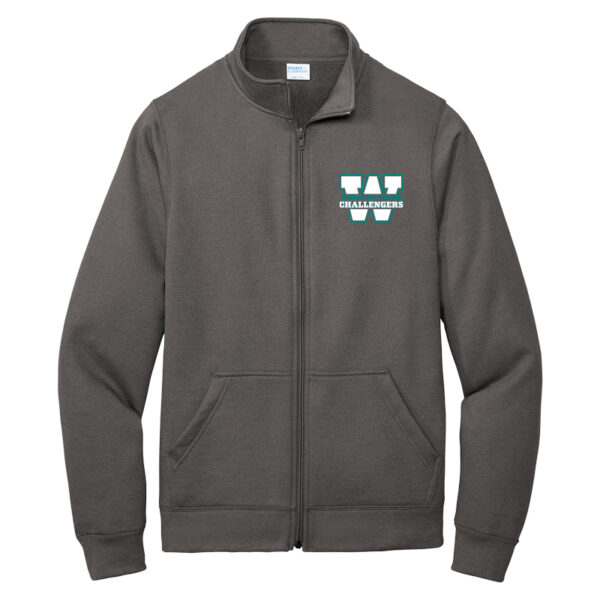 Core Fleece Cadet Collar Full Zip Sweatshirt - W Logo - Charcoal